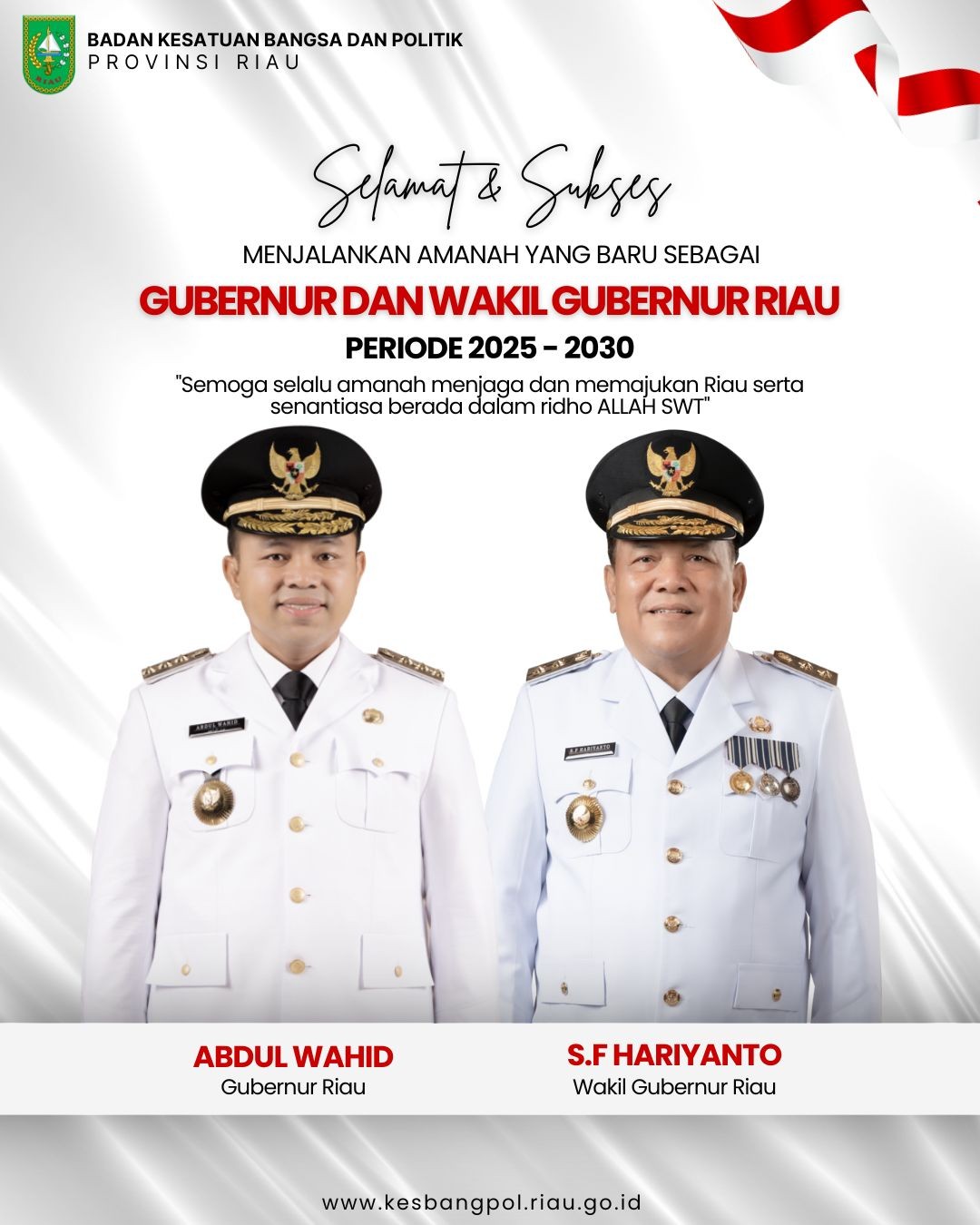 pelantikan gubri dan wagubri 2025